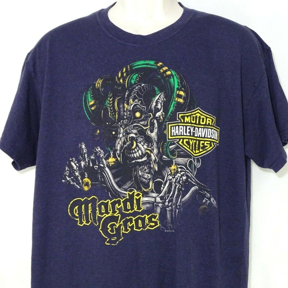 Harley Davidson T-Shirt Shirt Mardi Gras Size L